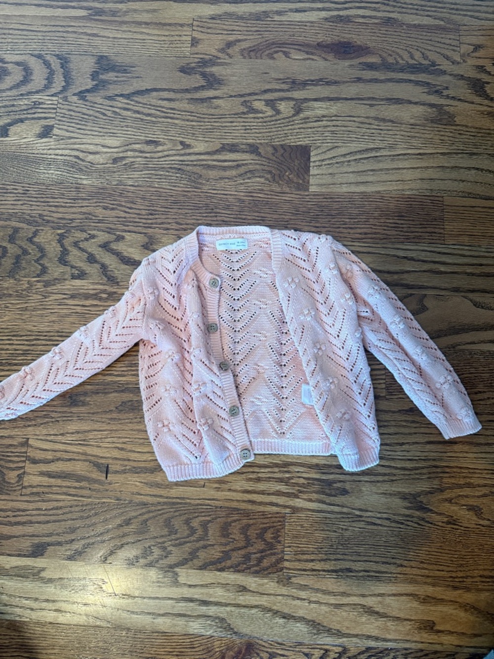 Quincy Mae Soft Pink Openwork Knit Button Cardigan